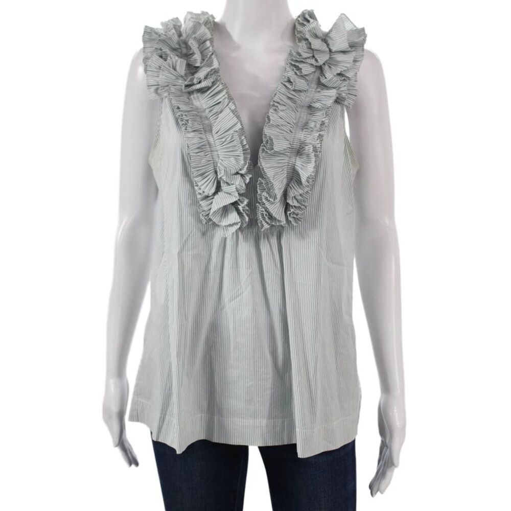 BCBG Max Azria Womens Multicolor V-Neck Cotton Sleeveless Basic Blouse Size M